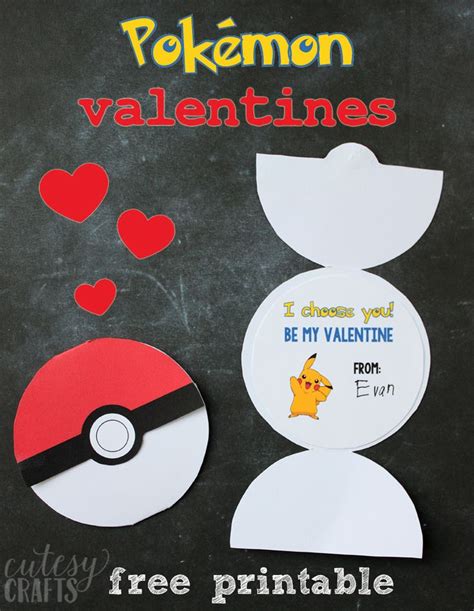 printable pokemon valentines  kids  crafts  pinterest