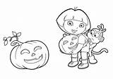 Dora Halloween Pages Coloring Getcolorings sketch template
