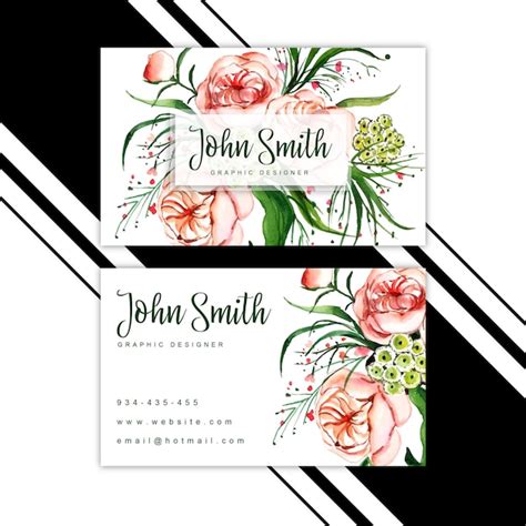 premium vector watercolor floral visiting card