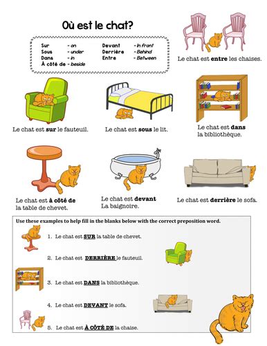 french preposition practice  chezgalamb teaching resources tes