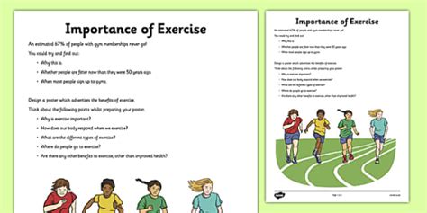 importance  exercise worksheet activity sheet exercise