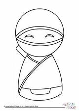 Kokeshi Coloring Dolls Pages Doll Getcolorings sketch template