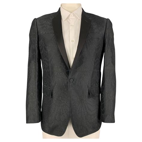 John Richmond Men S Black Embroidered Leather And Wool Blazer Jacket At