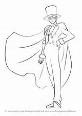 Tuxedo Mask Sailor Moon Draw Drawing Step Man Simple Anime Tutorials Drawingtutorials101 Getdrawings Tutorial Learn sketch template