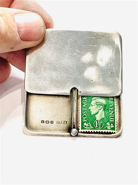 antique sterling silver sliding stamp case hallmarked birmingham