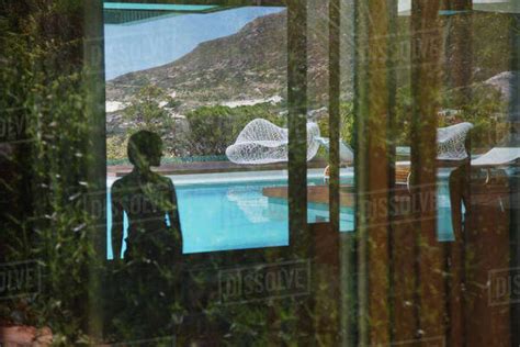 shadow  woman   swimming pool stock photo dissolve