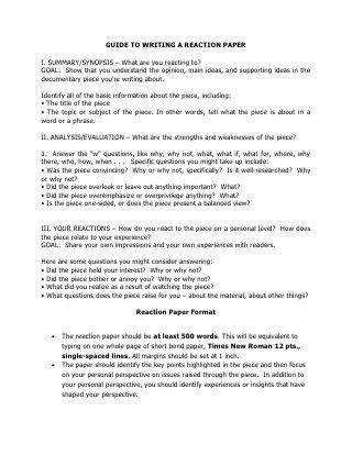 guide  writing  reaction paper essay format essay examples