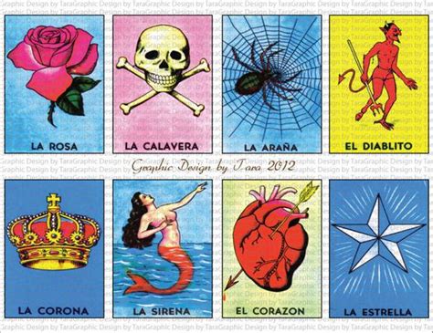 Mexican Loteria Digital Image Sheet For By Graphicdesignbytara