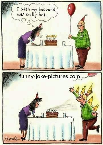 Husband Really Hot Birthday Wish Cartoon ~ Funny Joke Pictures