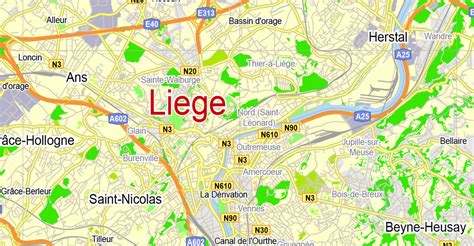 city map liege vector urban plan adobe  editable street map