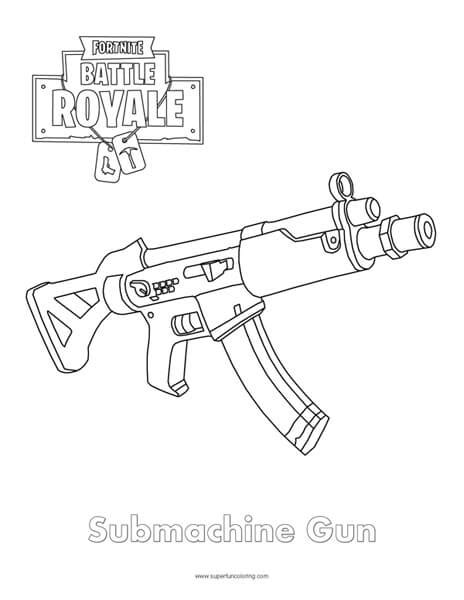 fortnite submachine gun coloring page super fun coloring