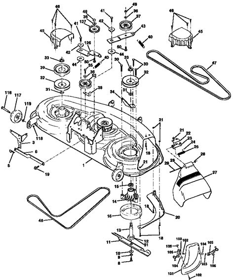mower deck diagram parts list  model  craftsman parts riding mower tractor