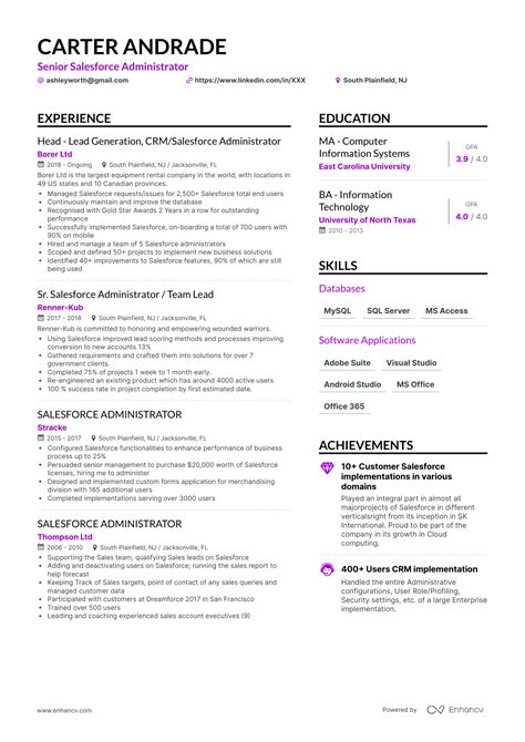 salesforce admin resume examples guide