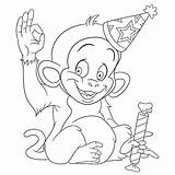Monkey Birthday Happy Illustrations Cartoon Year Vector Clip Cute sketch template