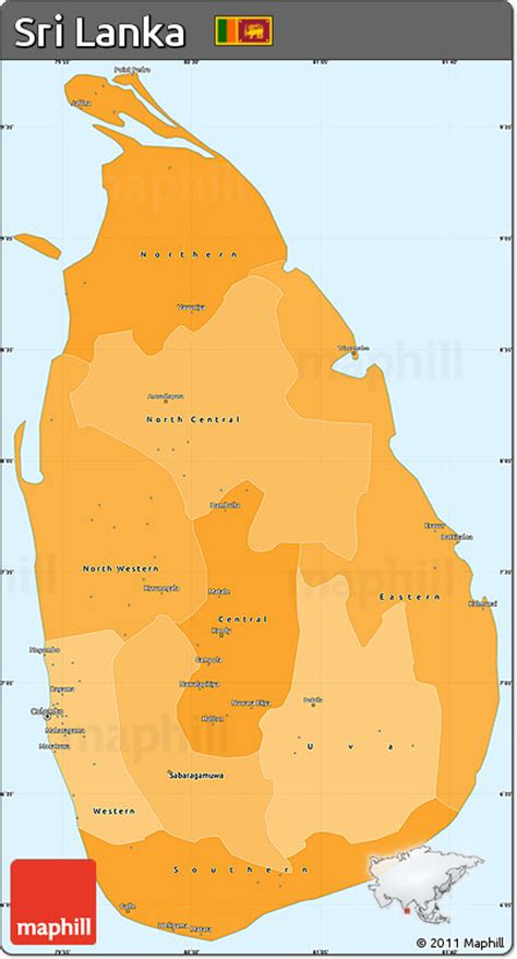 Free Political Shades Simple Map Of Sri Lanka Single