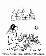 Coloring Native American Pages Thanksgiving Food Story Print sketch template