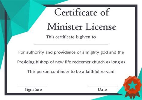 pin  minister license certificate template