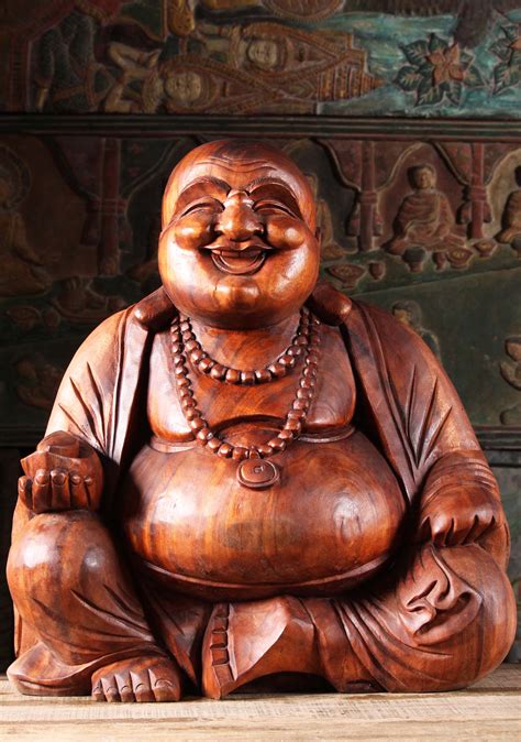 sold wooden sitting fat happy buddha statue  bwz hindu gods buddha statues