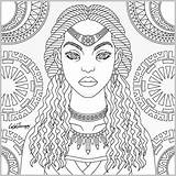 Coloring Pages Tribal Queen Adults Color Afro African American Book Adult Therapy Printable Getcolorings Google Books Choose Board Print sketch template