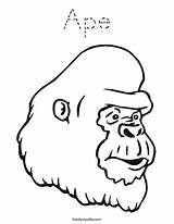 Coloring Gorilla Pages Ape Face Drawing Cute Baby Cartoon Kids Template Cliparts Cursive Head Printable Silverback Color Noodle Clipart Print sketch template