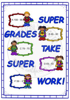 super grades  super work grade chart  certifiably cute tpt