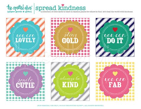 life  designs   spotted olive kindness cards printable