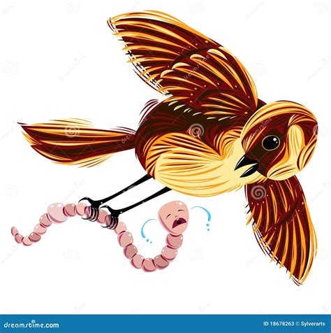 bird  worm comic illustration stock vector illustration  humor