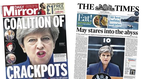 newspaper headlines may clings on with coalition of crackpots