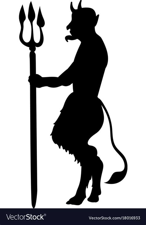 devil demon religion trident silhouette ancient vector image