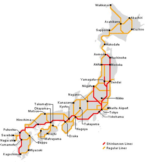 Japan Rail Pass Map Major Lines Only Japan Vacation Pinterest