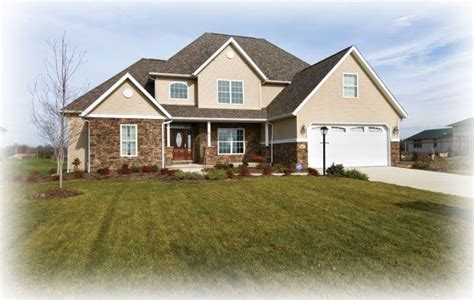 story home  hipped roof based   hawthorne plan  home  stone facing