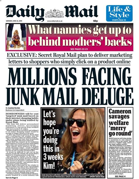 daily mail marketing letters newspaper headlines   plan