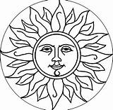 Sun Mexican Drawing Coloring Pages Aztec Clip Face Folk Drawings Moon Adult Printable Designs Shine Let Color Result Pattern Getcolorings sketch template
