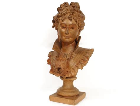 Terracotta Bust Sculpture Elegant Woman Belle Epoque Art