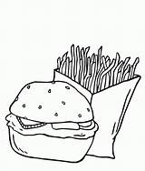 Coloring Pages Food Junk Fries Library Clipart Burgers sketch template