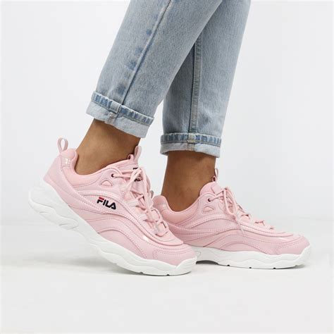 fila ray  dames lage sneakers roze