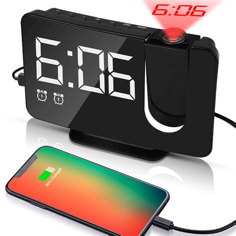 projection alarm clock  bedroom eeekit digital alarm clock radio  usb charger  led