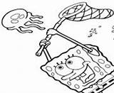 Coloring Pages Spongebob Jellyfish Catching Printable Color Print Info sketch template