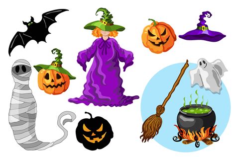 halloween cartoon graphic set    png eps  jpeg