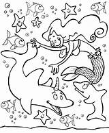 Mermaid Colouring Dolphin Dolphins Mermaids sketch template