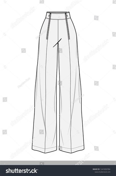 Pants Fashion Flat Technical Drawing Template Stock Vector Royalty
