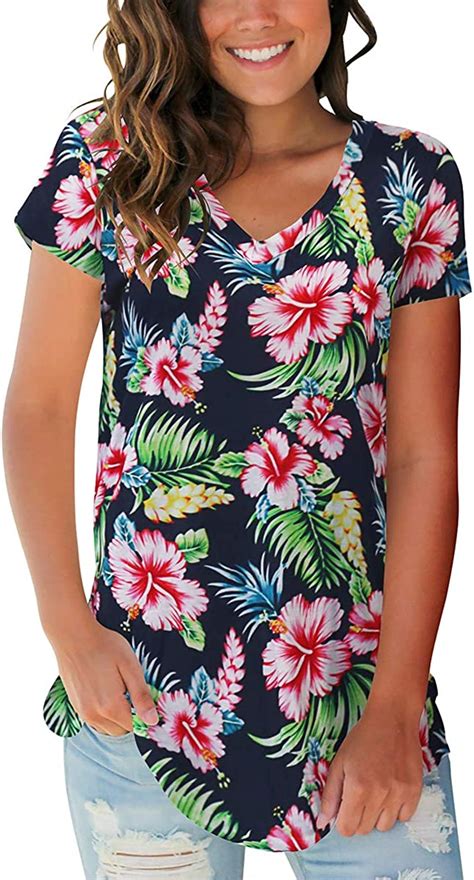 plus size tops for women short sleeve v neck tshirts clothing hawaiian