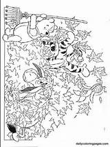Coloring Pages Disney Autumn Fall Winnie Pooh Printable Getcolorings sketch template