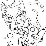 Comedy Coloring Pages Getcolorings Tragedy Mask sketch template