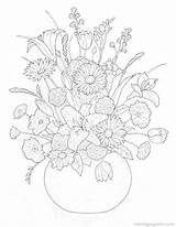 Coloring Vase Flowers Pages Bouquets Drawing Flower Kids Flores Colorear Ramos Embroidery Boeketten Adults Fun Para Adult Kleurplaten Beautiful Patterns sketch template
