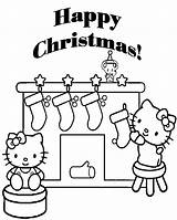 Christmas Coloring Pages Kitty Hello Merry sketch template