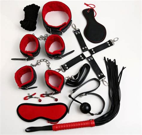 10piece set leather adult game bondage restraint handcuffs nipple