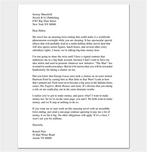 query letter template  formats samples examples