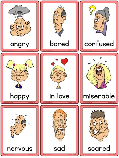 printable emotions flashcards flashcards  learning