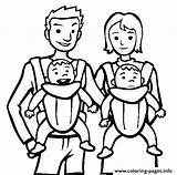 Coloring Pages Family Babies Baby Twins Printable Online Kids Print Template sketch template